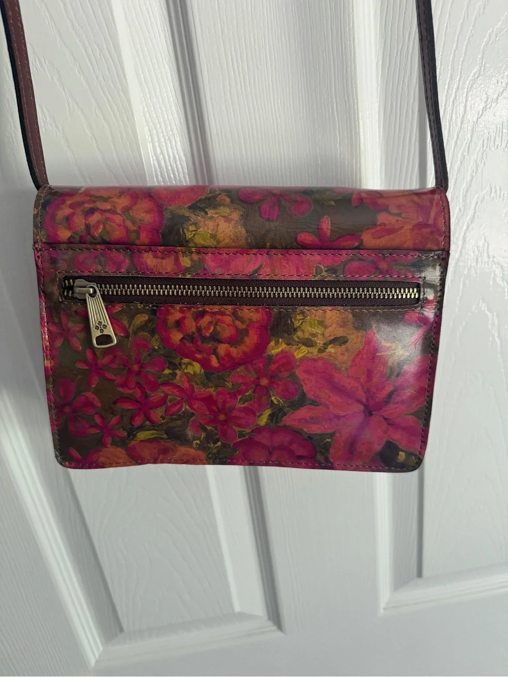 🆕 Patricia Nash Leather Crossbody Floral Oil Painting Consilina Purse - Picture 5 of 14